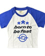 Women’s Broken Planet ‘Born To Be Fast’ Baby Tee (White/Blue)