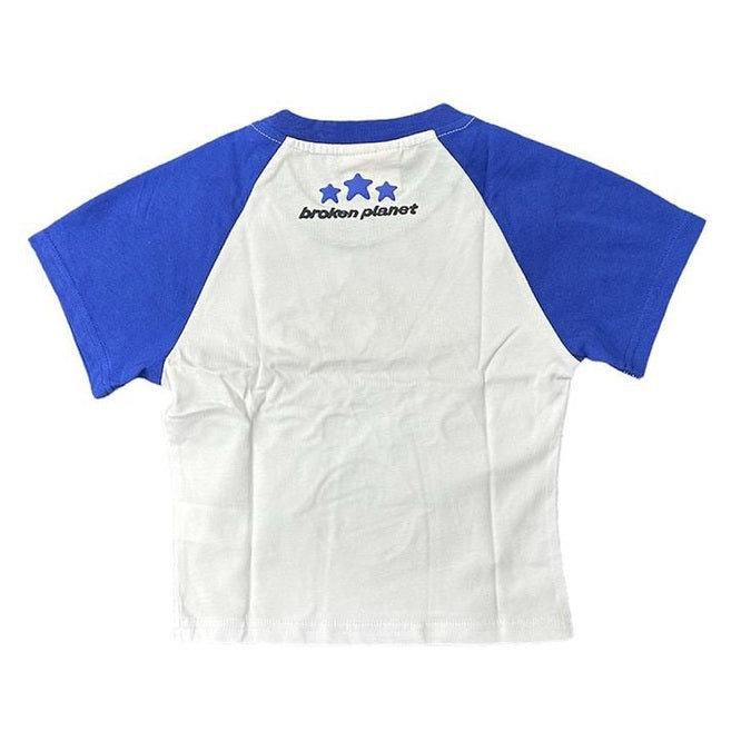 Women’s Broken Planet ‘Born To Be Fast’ Baby Tee (White/Blue), alternate view 2