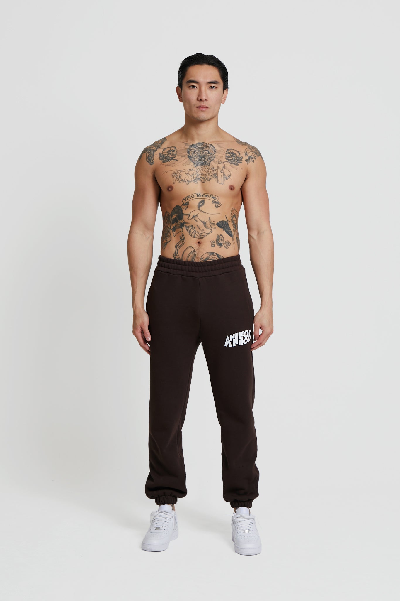 Annie Hood Jumble Logo Sweatpants (Brown)