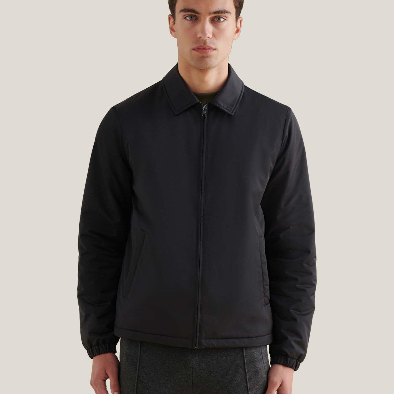 Peckham Rye Mason Light Padded Bomber Jacket in Black, alternate view 2