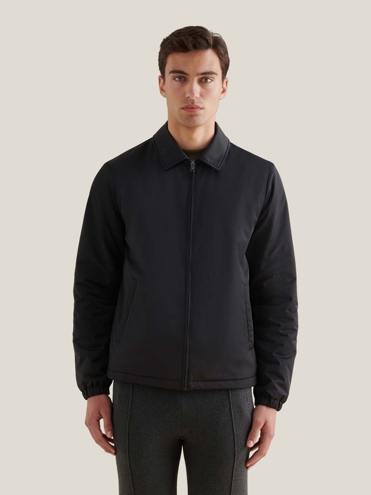 Peckham Rye Mason Light Padded Bomber Jacket in Black, alternate view 2