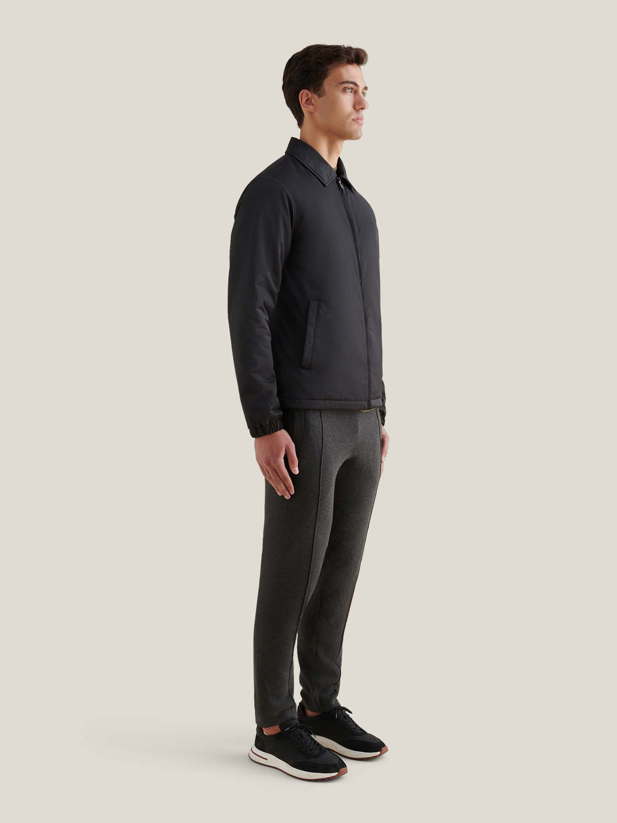 Peckham Rye Mason Light Padded Bomber Jacket in Black, alternate view 3