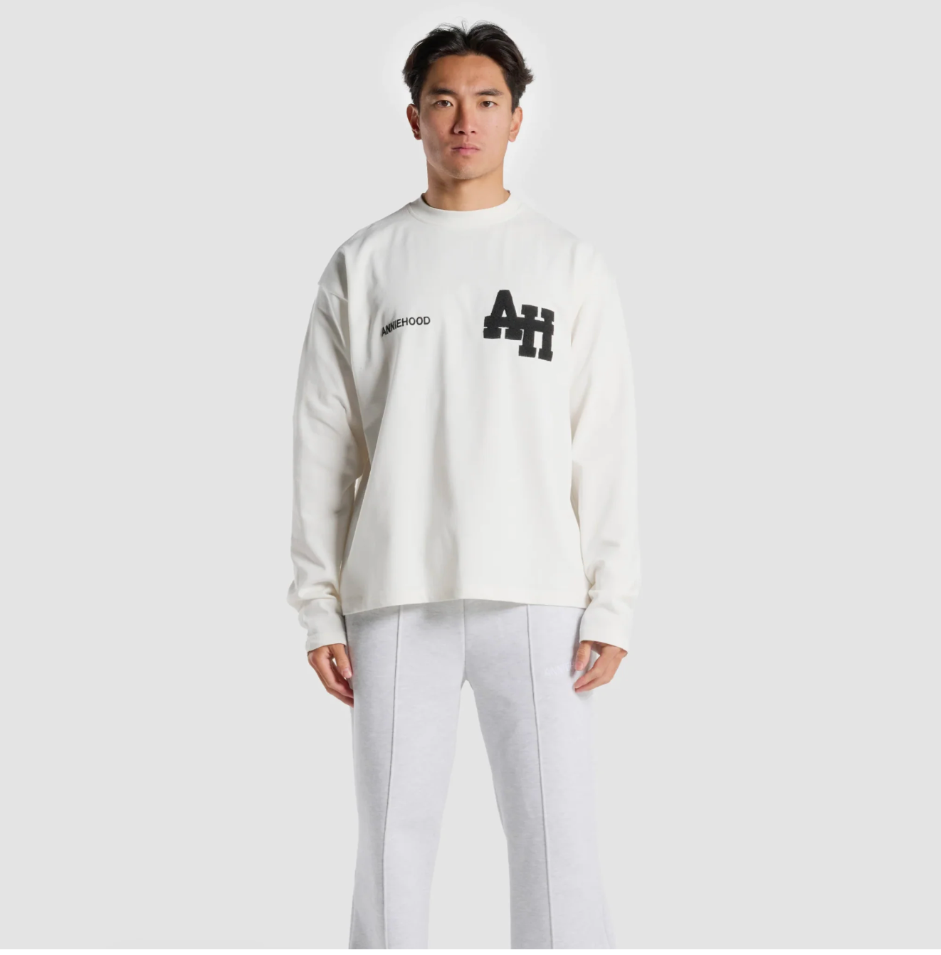 Annie Hood Longsleeve College T Shirt White
