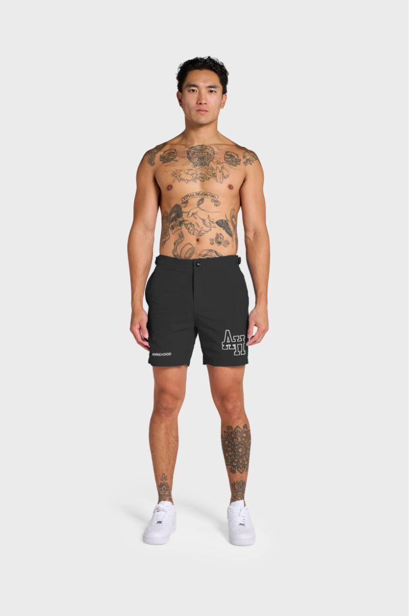 Annie Hood Black Buckle Swim Short