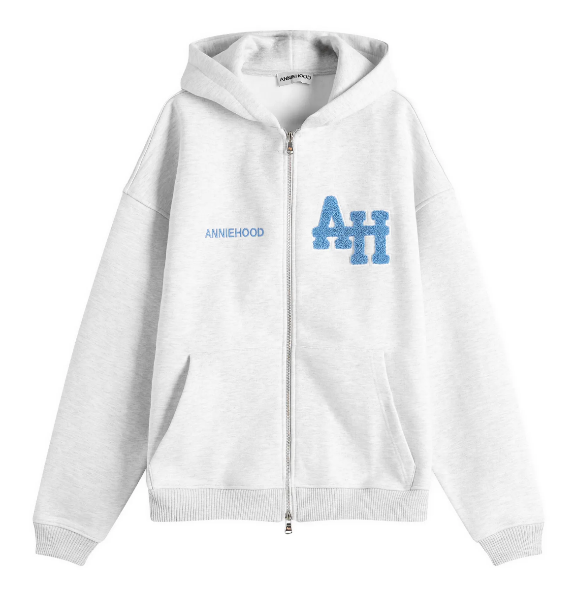 Annie Hood Grey/Blue Zipper