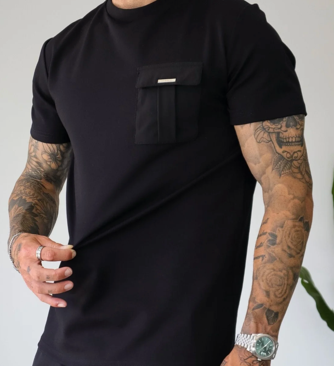 Belier Woven Pocket T Shirt Black