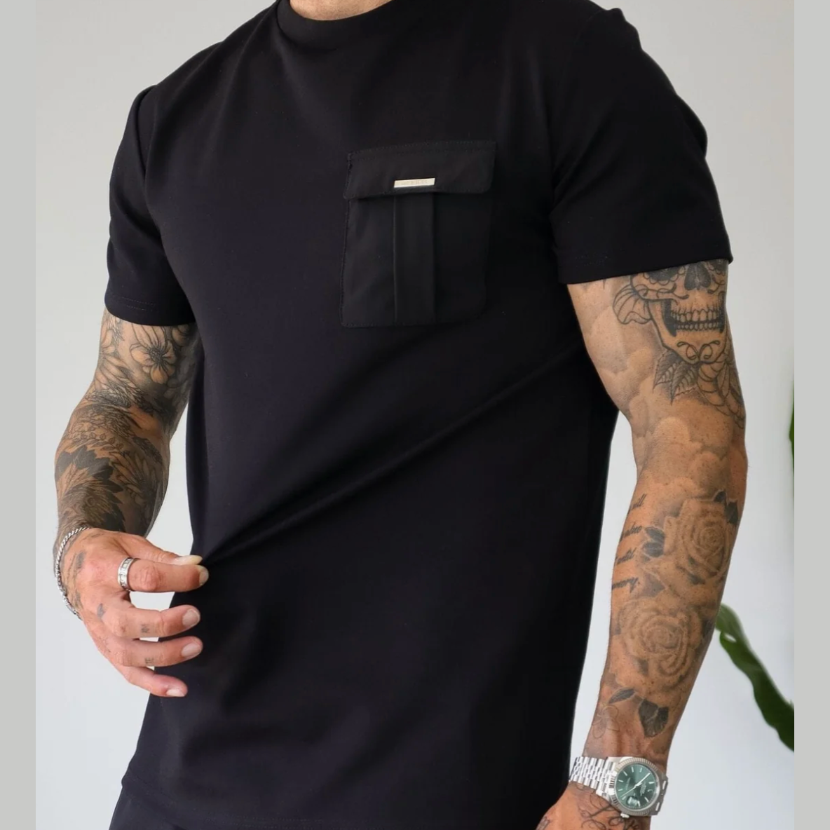 Belier Woven Pocket T Shirt Black
