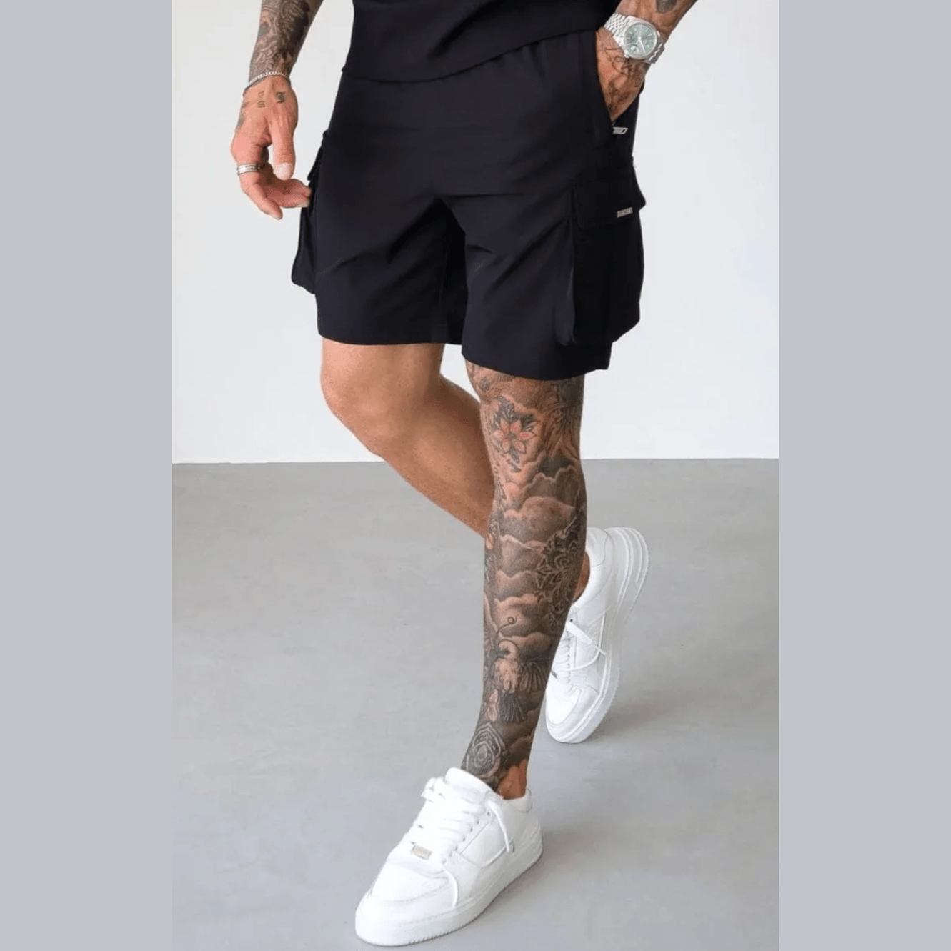 Belier Black Woven Cargo Short