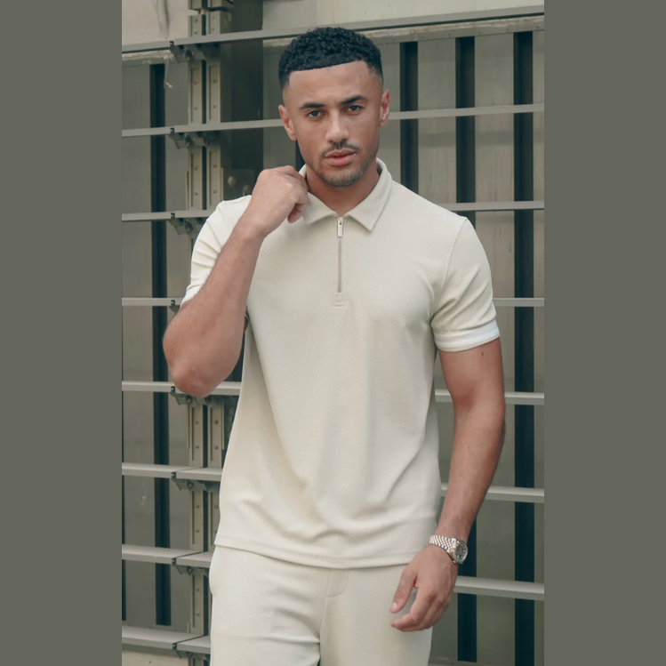 Capo Textured Light Beige Polo Shirt