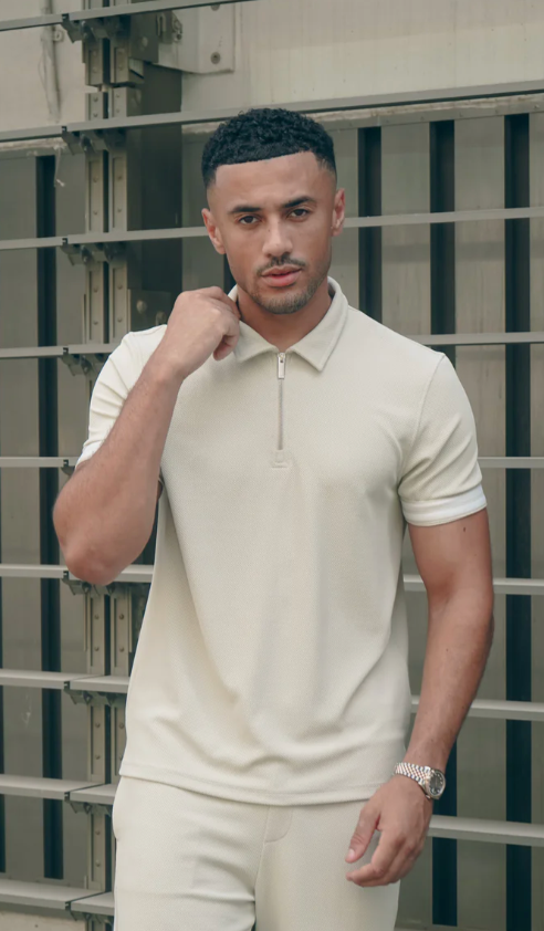 Capo Textured Light Beige Polo Shirt