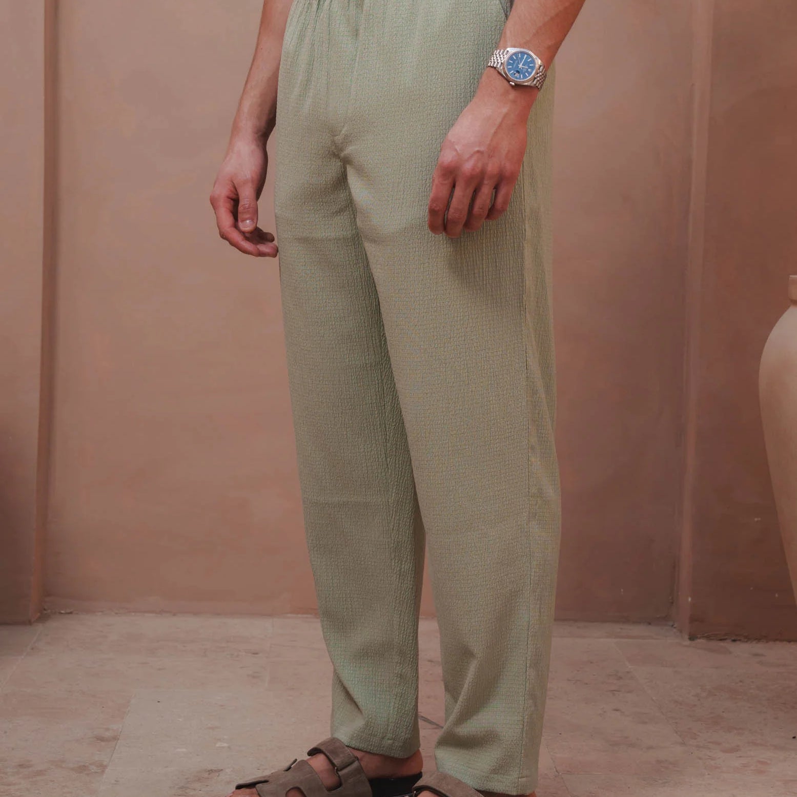 Belier Hassan Seersucker Trouser - Sage