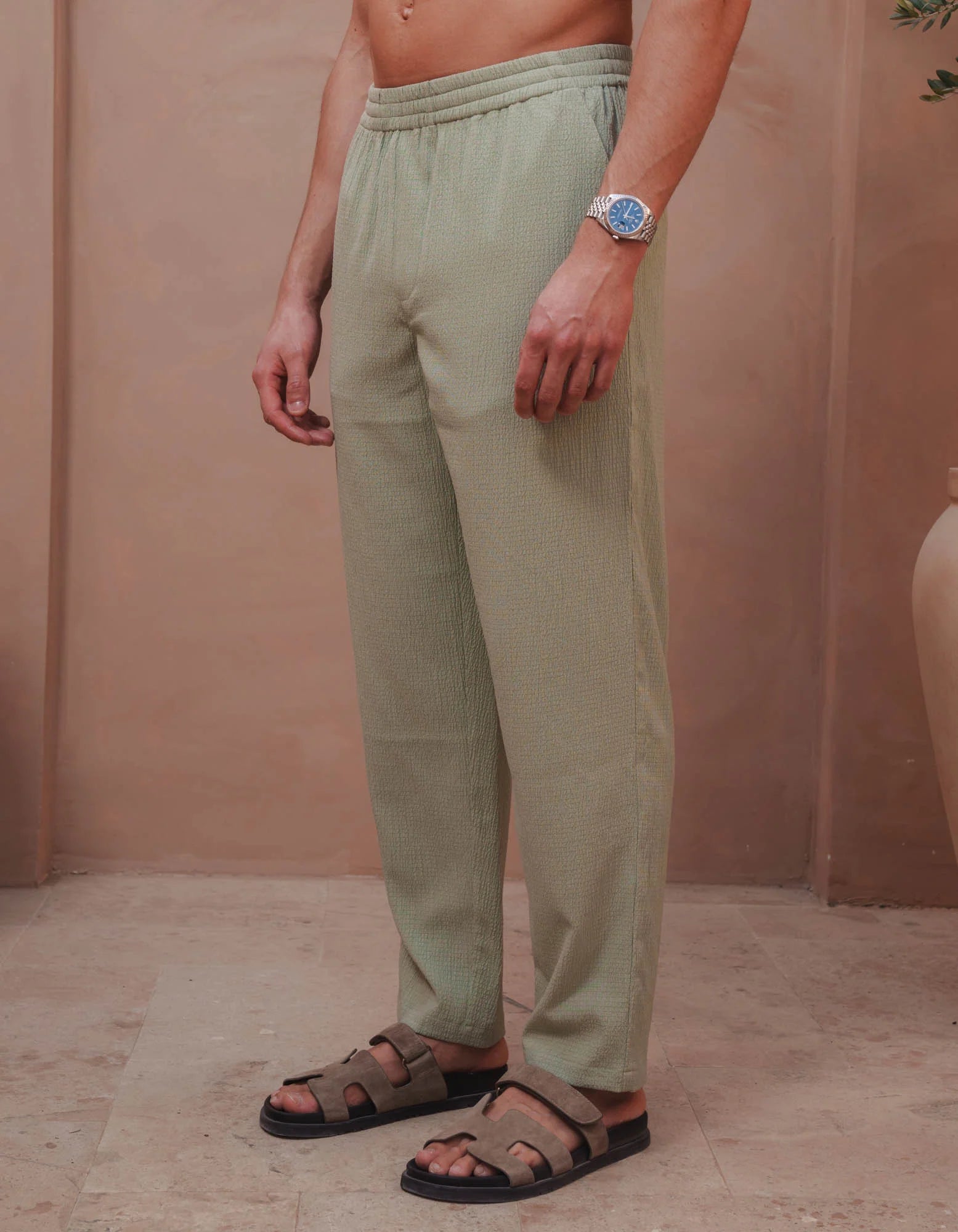 Belier Hassan Seersucker Trouser - Sage