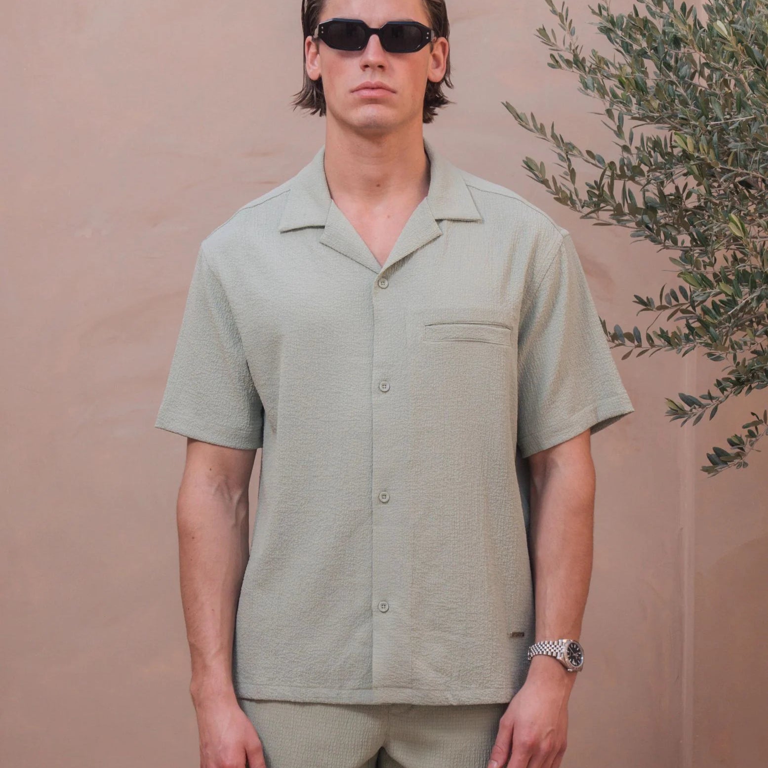 Belier Hassan Seersucker S/S Shirt - Sage