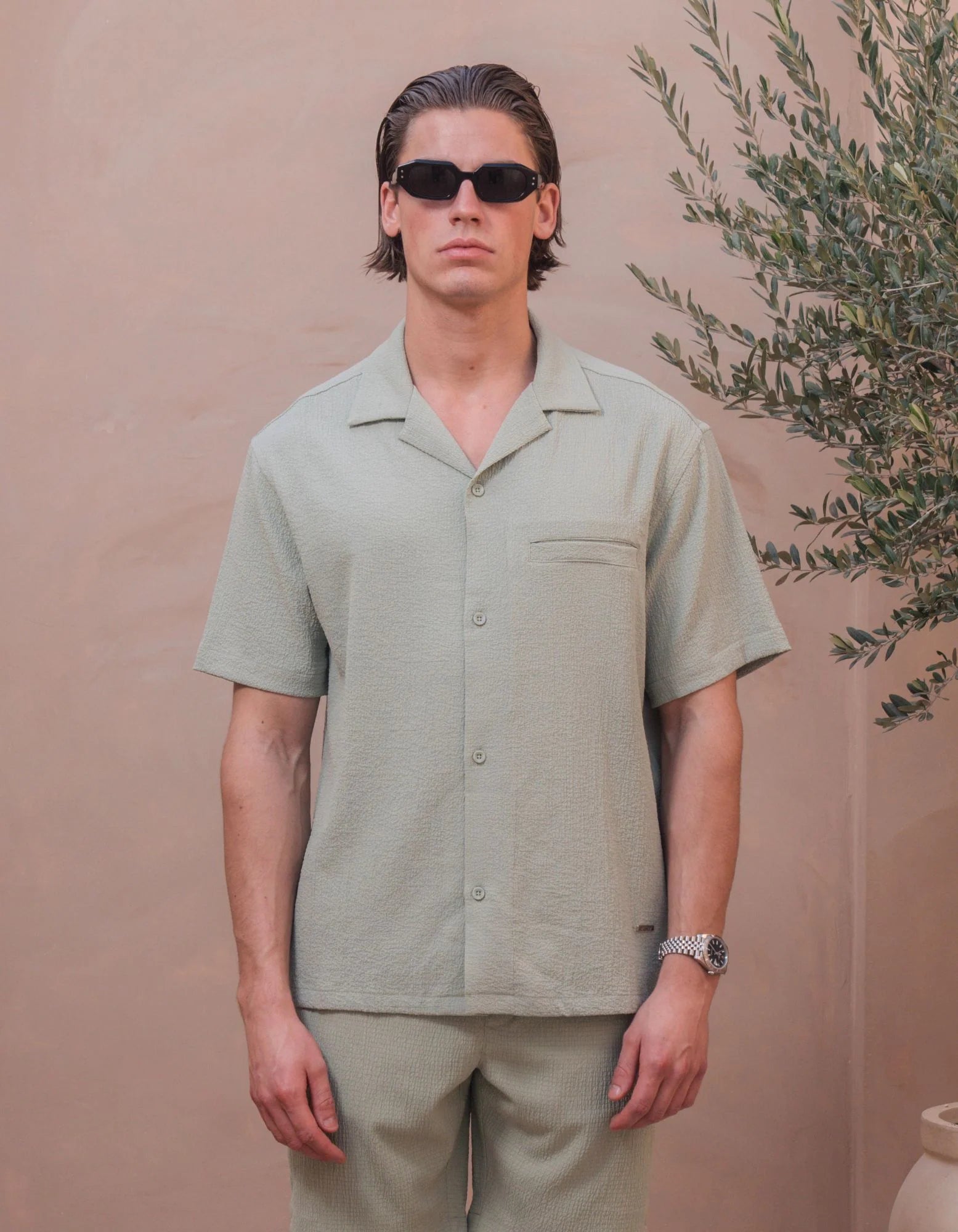 Belier Hassan Seersucker S/S Shirt - Sage