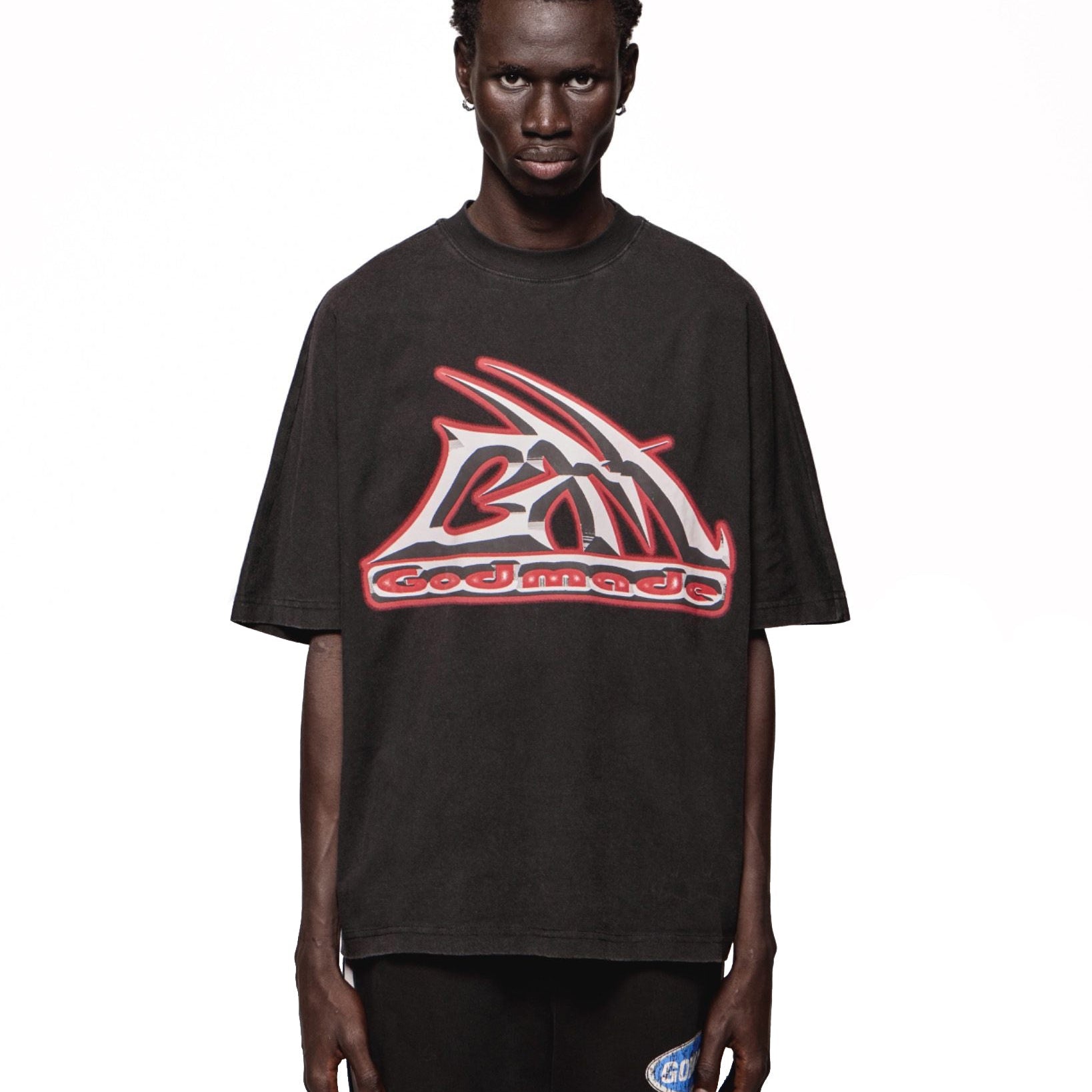 Godmade Metallic GM T Shirt - Washed Black