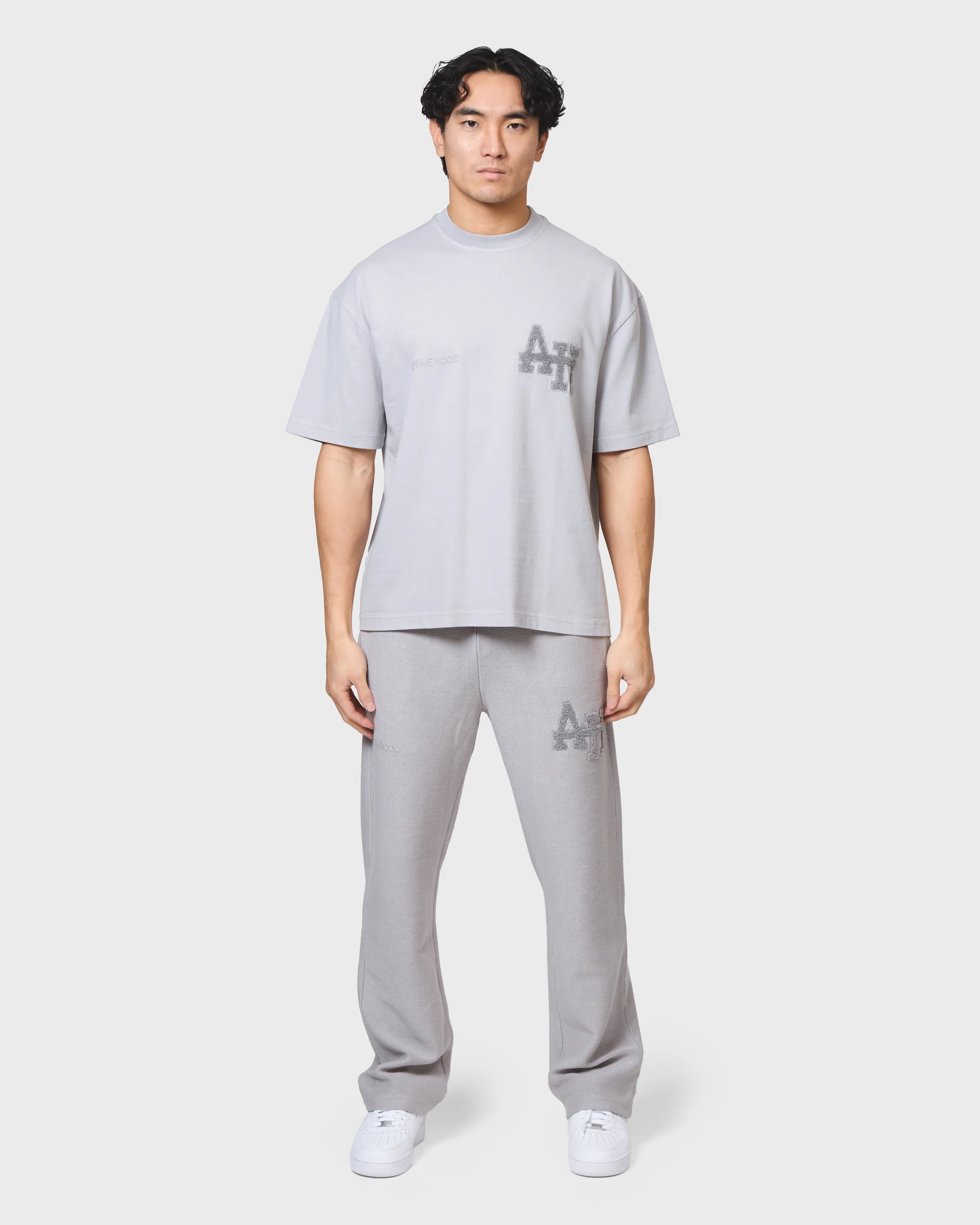Annie Hood College T Shirt Washed Grey