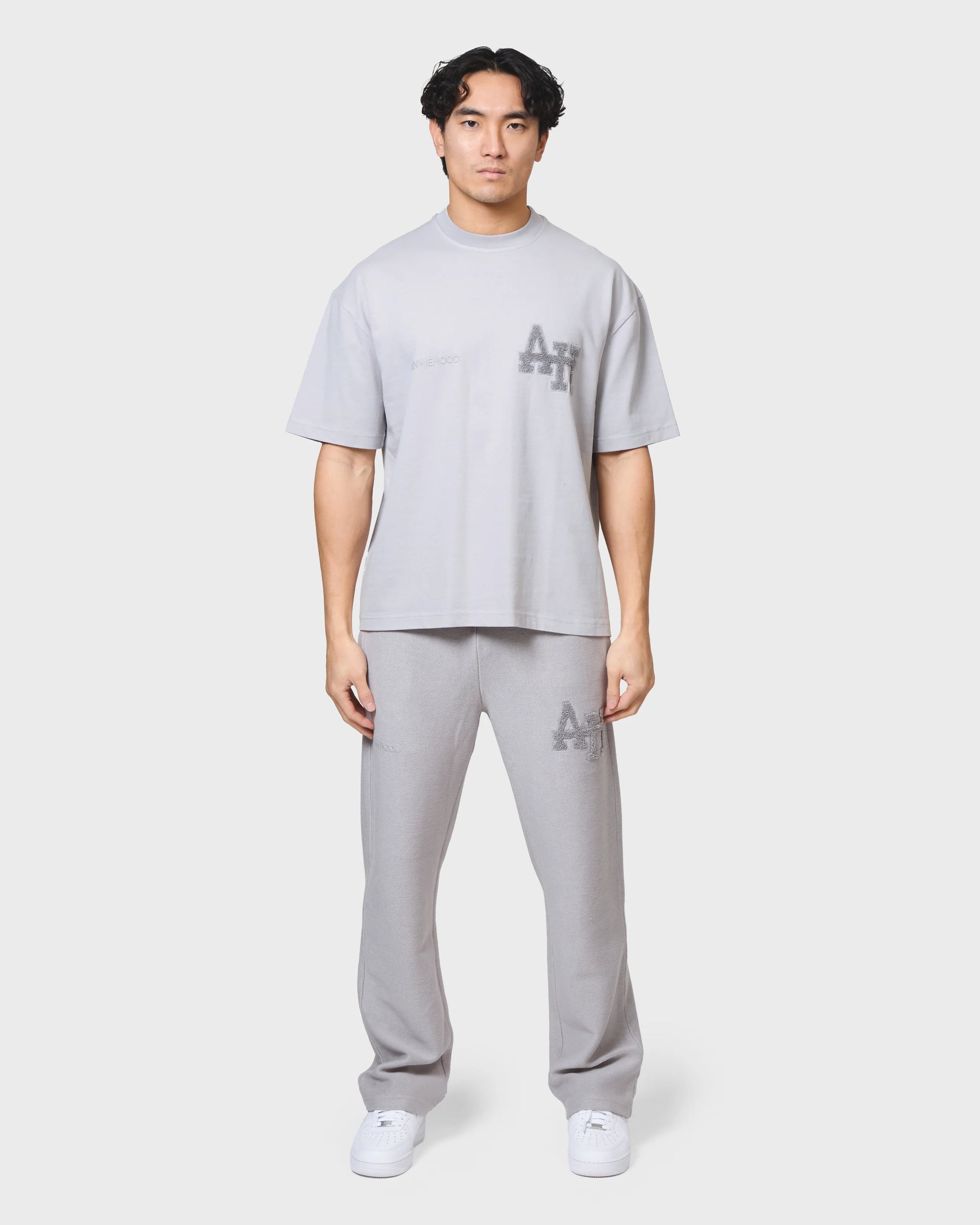 Annie Hood College T Shirt Washed Grey